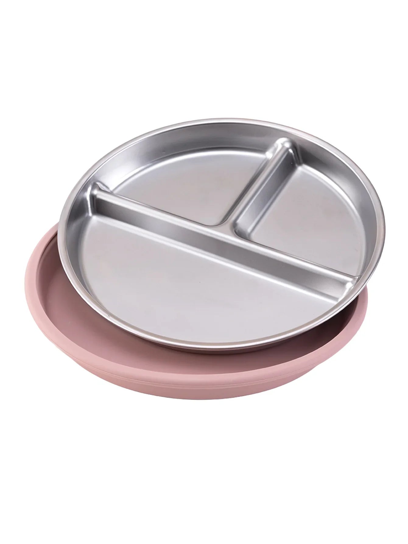 Stainless Steel Baby Plate with Detachable Suction Silicone Tray – Food-Grade Non-Slip Feeding Bowl for Infants & Toddlers