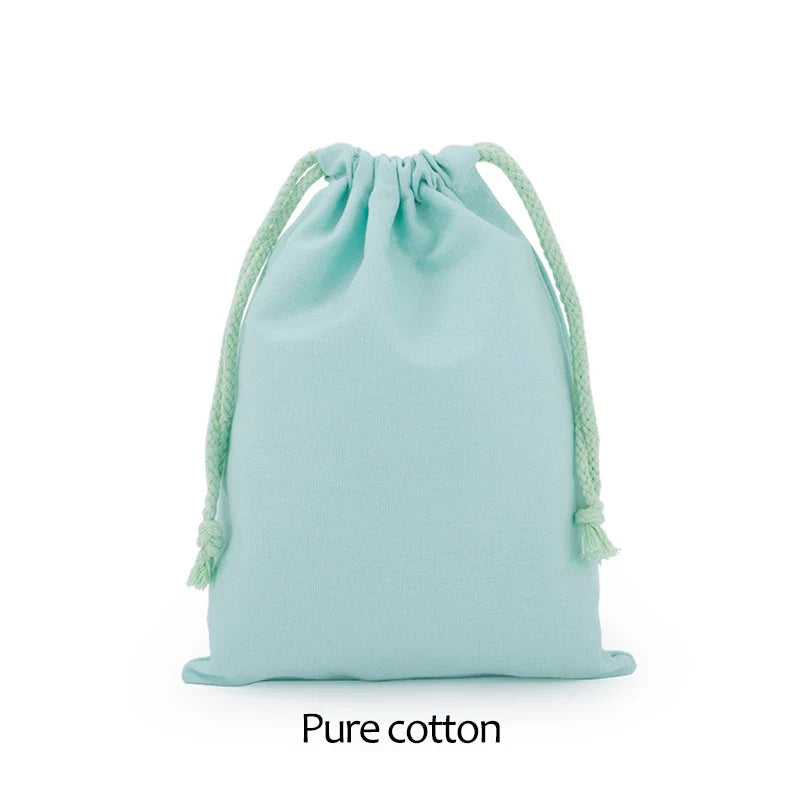 Cotton Drawstring Canvas Bags - White Reusable Gift & Storage Pouches for Candy, Jewelry, Travel and Home Organization