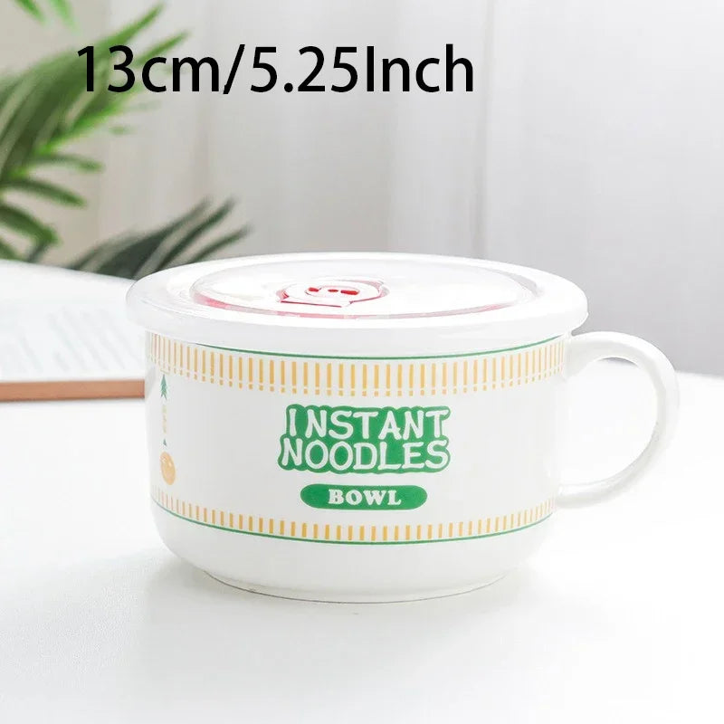 Ceramic Ramen Bowl with Lid Heat Resistant Microwave Safe Soup Bowl for Noodles Salad Rice 800ml (27 fl oz) / 1100ml (37 fl oz)
