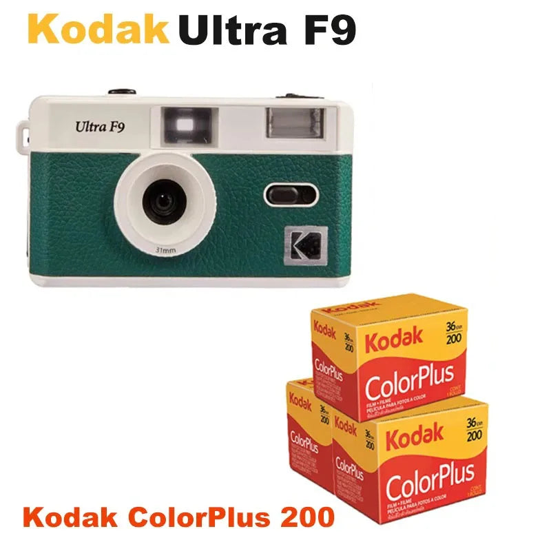 Reusable 35mm Film Camera — Classic Travel Point-and-Shoot with Built-In Flash, Yellow or Night Green