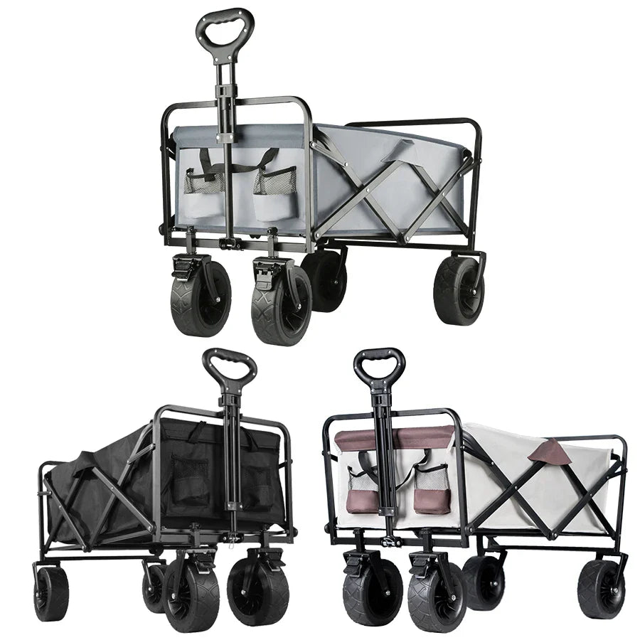 Heavy-Duty Collapsible Folding Beach Wagon Large Capacity Portable Utility Cart with All-Terrain Wheels