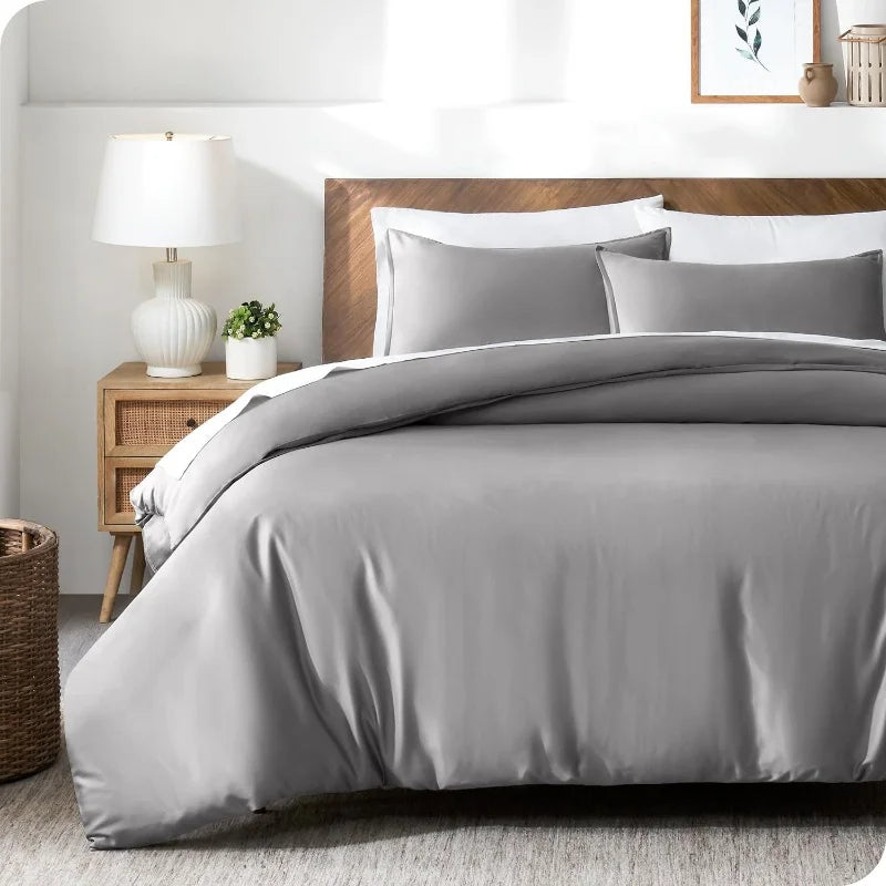 3-Piece Lyocell Bamboo Duvet Cover Set – Cooling Silky Soft 400TC Bedding, Full/Queen/King (150×200 cm / 59×79 in, 200×230 cm / 79×91 in, 220×240 cm / 87×94 in)