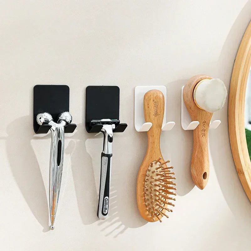 Punch-Free Wall Razor Holder — 1/2/4/6-Pack Adhesive Shaver Rack, Bathroom Organizer Hook