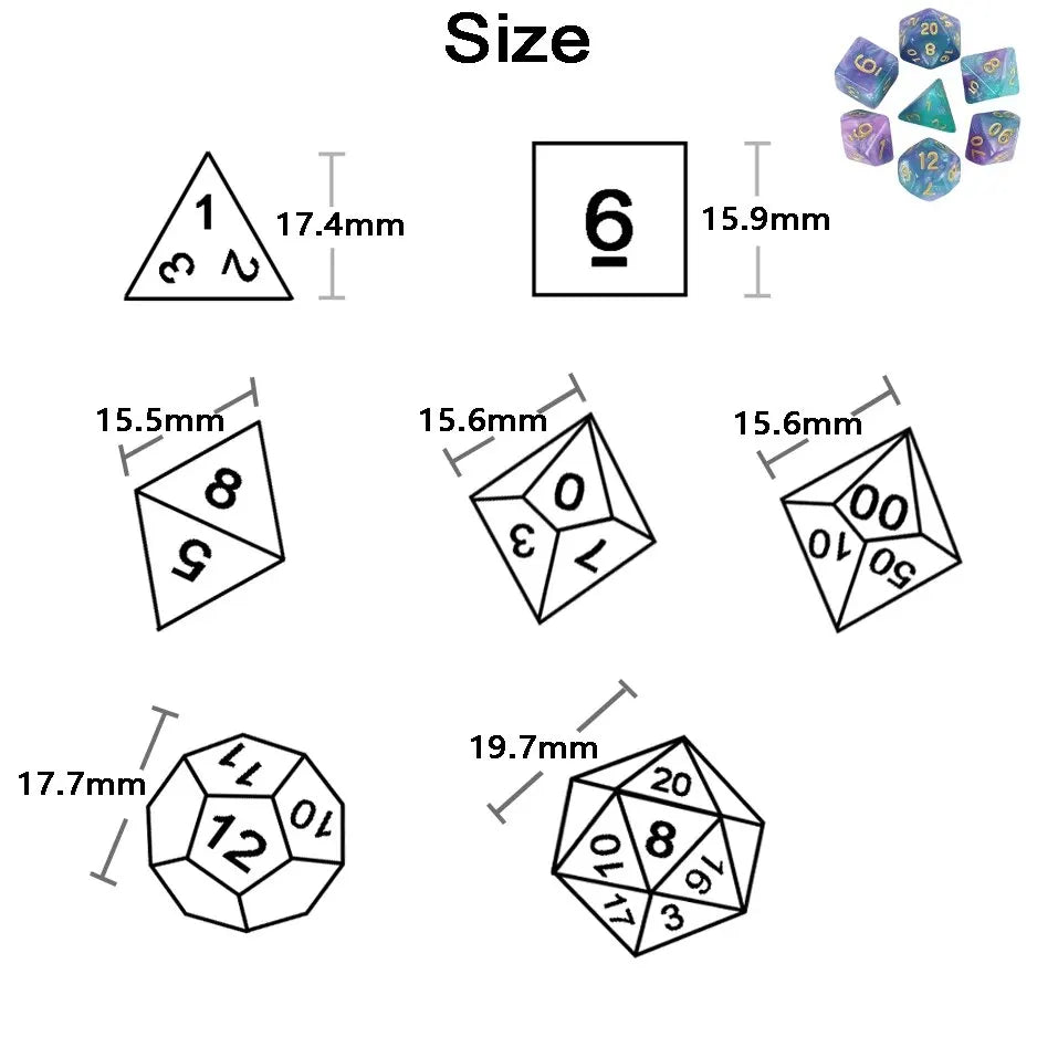 7-Piece Galaxy Polyhedral Dice Set for DnD & RPGs – Colorful Universe Effect (D4-D20)