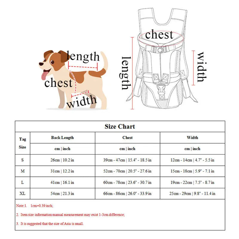 Adjustable Hands-Free Front Pet Carrier Backpack – Breathable Dog & Cat Travel Carrier (Up to 35 lbs / 16 kg)