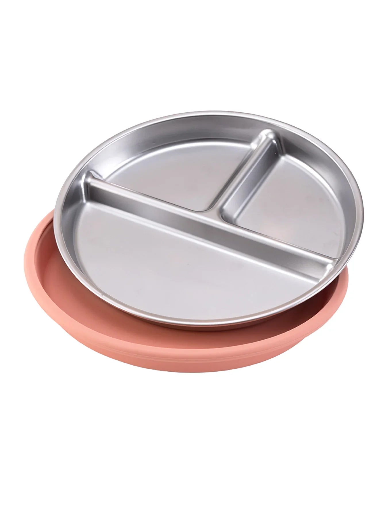 Stainless Steel Baby Plate with Detachable Suction Silicone Tray – Food-Grade Non-Slip Feeding Bowl for Infants & Toddlers