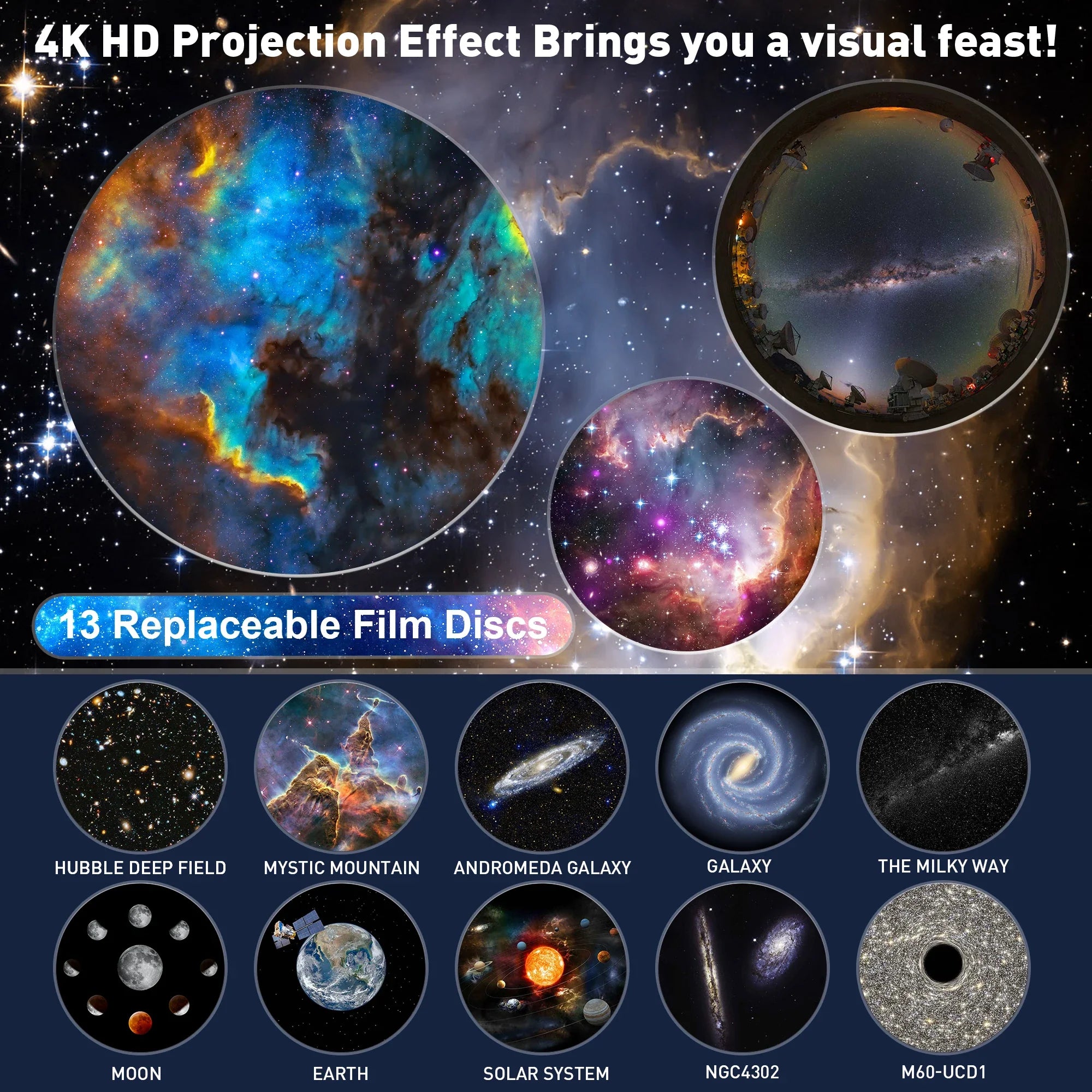 Galaxy Star Projector Planetarium Night Light – 13-in-1 Solar System & Constellation Projector for Kids' Bedroom