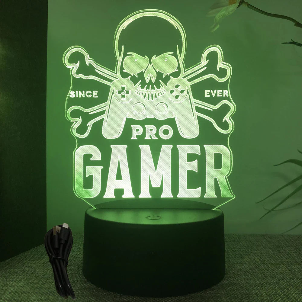 Neon Gamer 3D LED Night Light RGB – Gaming Table Lamp for Kids, Bedroom & Gamer Room