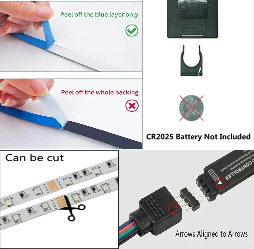 5V USB RGB LED Strip Light – Adhesive RGB Tape with Remote, WiFi & Bluetooth Controllers, Lengths 1m–30m (3.3ft–98.4ft)