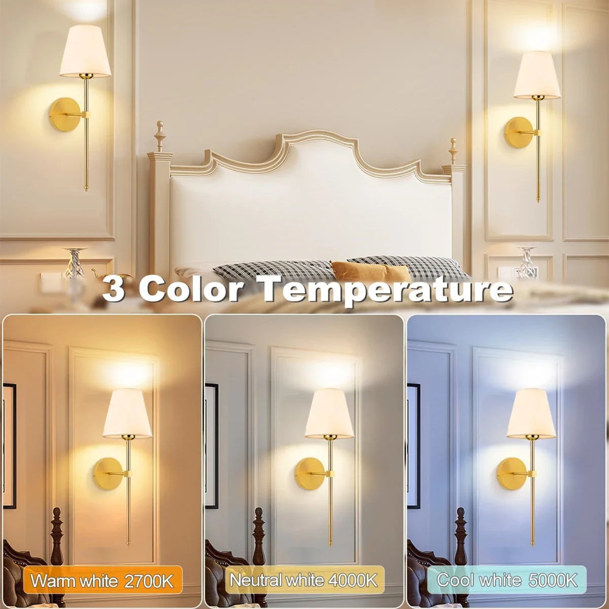 Rechargeable Wireless Wall Lamp with Detachable E27 Bulb — Dimmable LED Remote Control, 10 Color Modes