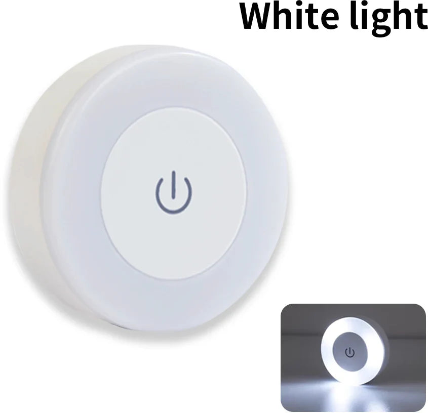 Rechargeable Round LED Touch Wall Lamp - Dimmable Magnetic Night Light for Bedroom, Closet & Reading