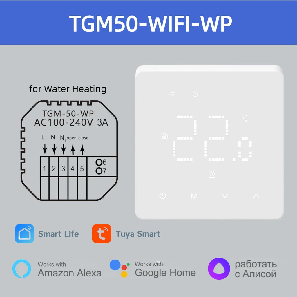 WiFi Smart Room Thermostat for Underfloor Heating — Tuya/Smart Life Compatible, Works with Alexa & Google Home