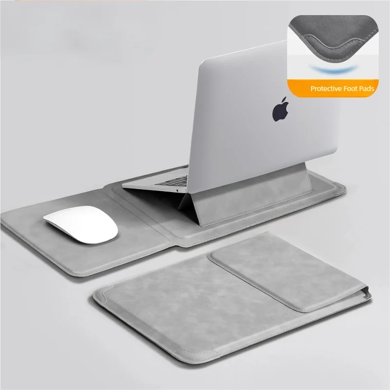 Laptop Sleeve with Stand 13–16 Inch (13.6/14/15/15.6) PU Notebook Case – Slim Protective Sleeve for Laptops, Unisex
