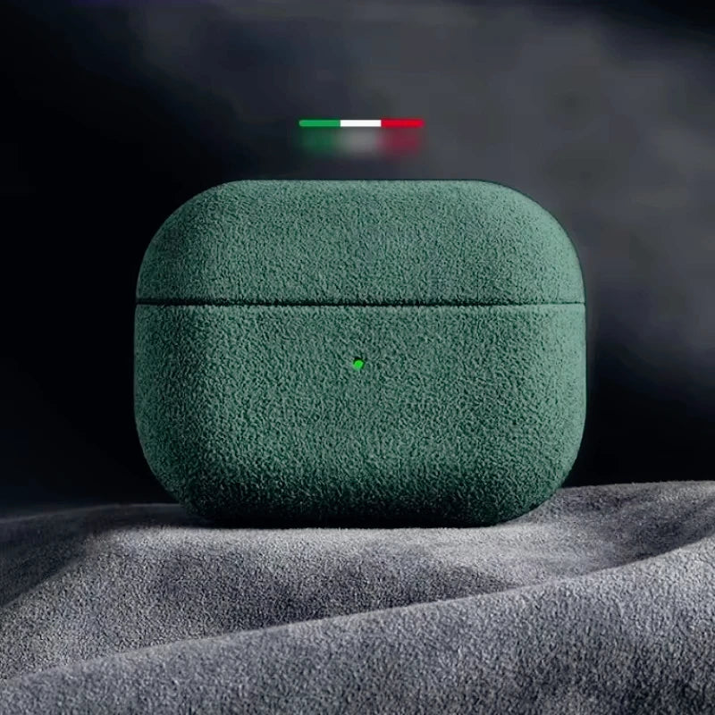 Italian Suede Leather Case for Wireless Earbud Charging Case – Luxury Suede Protective Cover with Wireless Charging Support