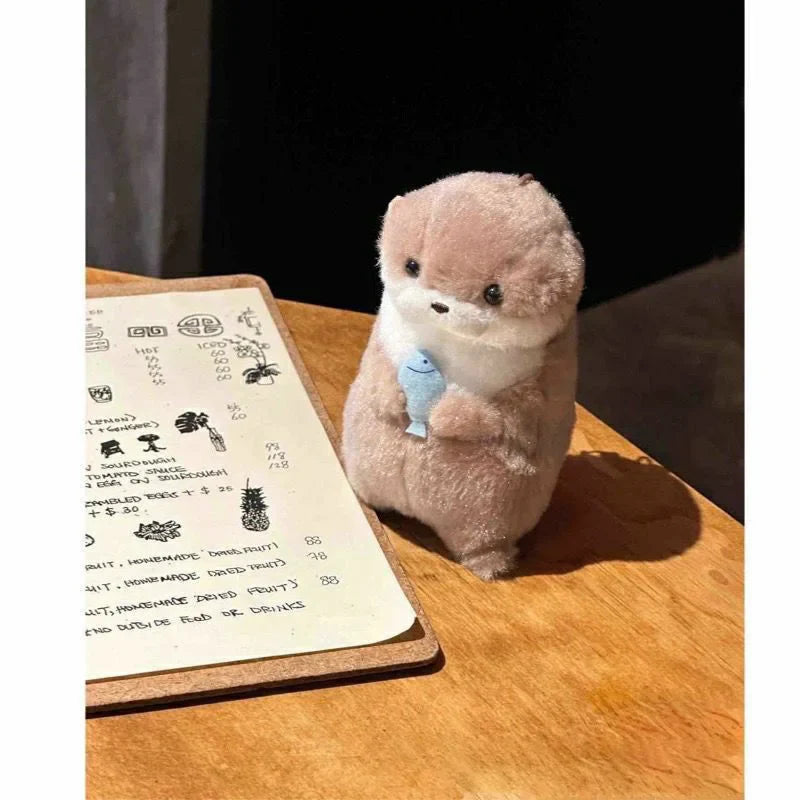 Cute Otter Hug Fish Plush Keychain Pendant – Kawaii Heart Bag Charm Gift for Girls
