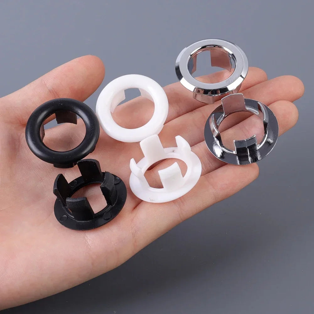 Sink Overflow Ring Cover 1/2/4-Pack Plastic Basin Overflow Hole Trim for Bathroom and Kitchen - Fits 22-24mm & 47-48mm Apertures