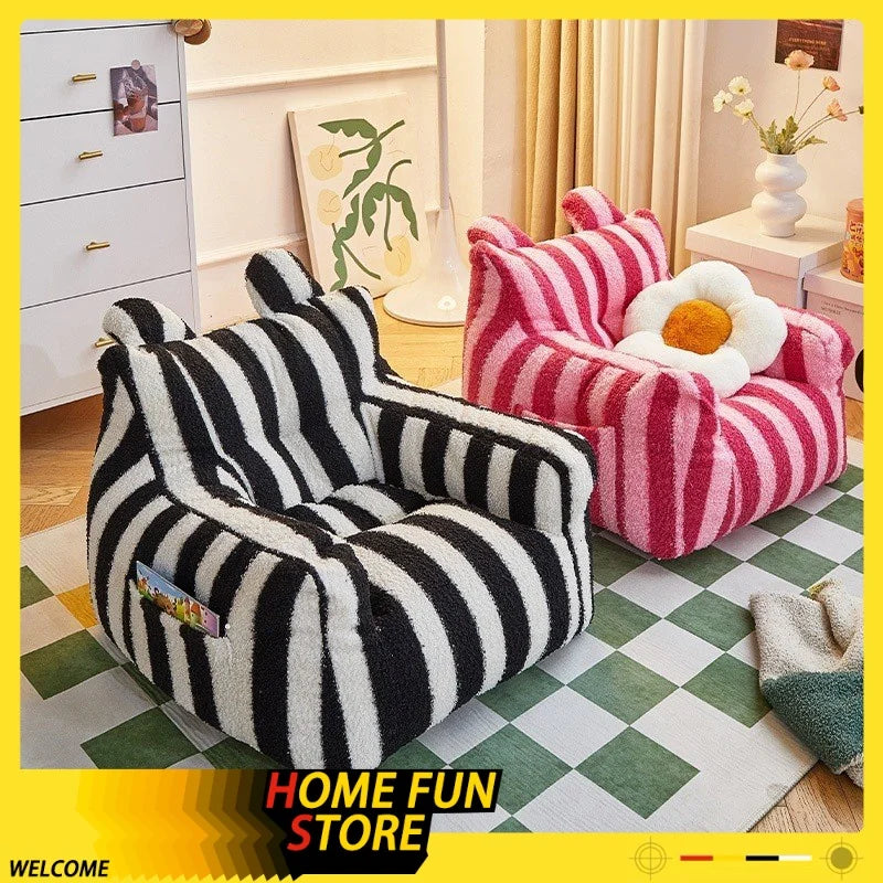 Lamb Fleece Kids Sofa Chair - Portable Cartoon Baby Armchair for Infants & Toddlers