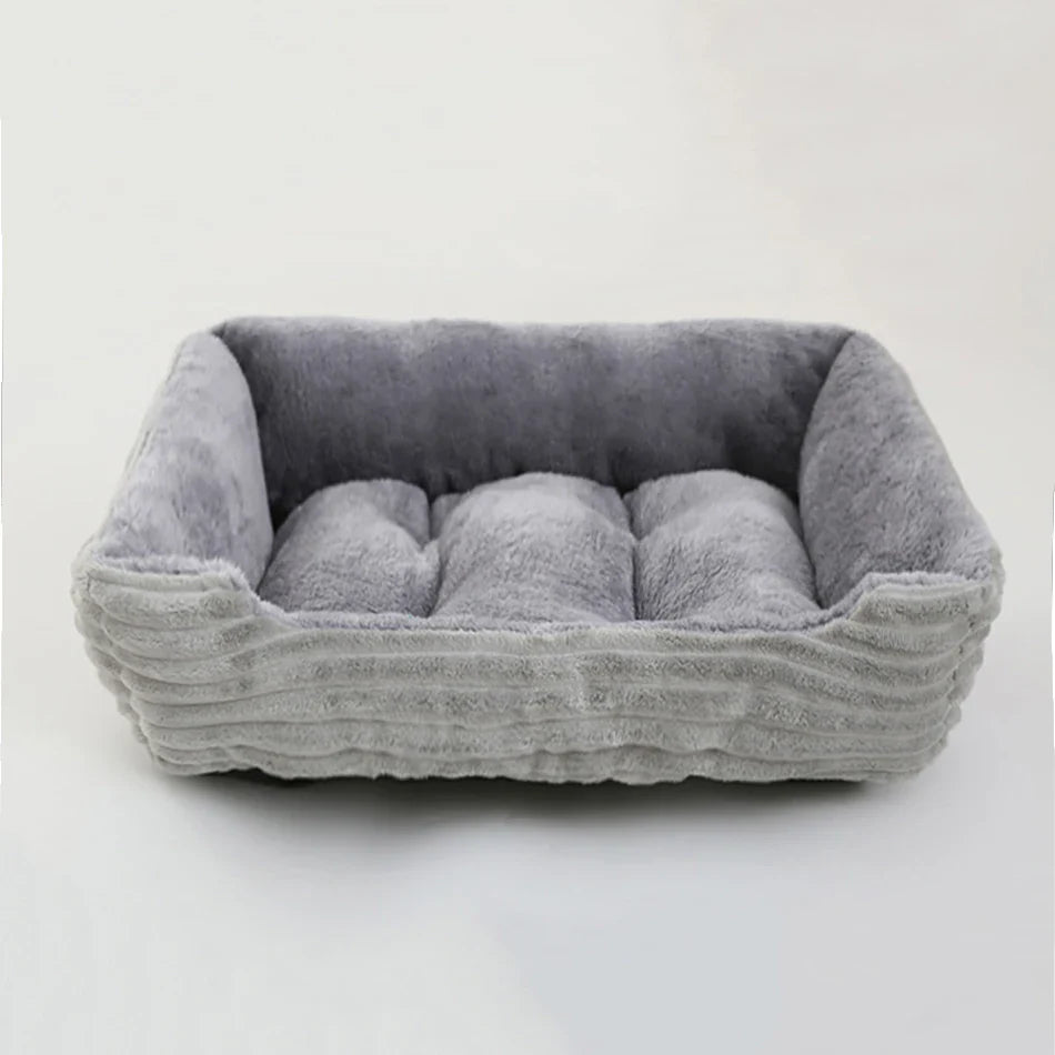 Plush Square Pet Bed for Dogs & Cats, Calming Kennel Sofa Cushion in Multiple Sizes (XS-XXL)