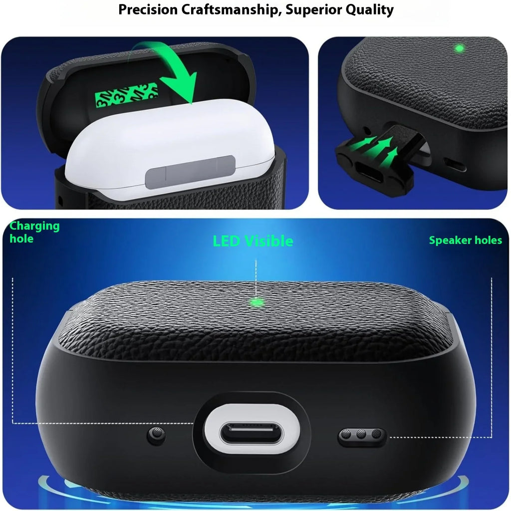 Soft TPU & PU Leather AirPods Case with Lanyard - Shockproof Protective Cover for AirPods 1/2/3/4 & Pro Series