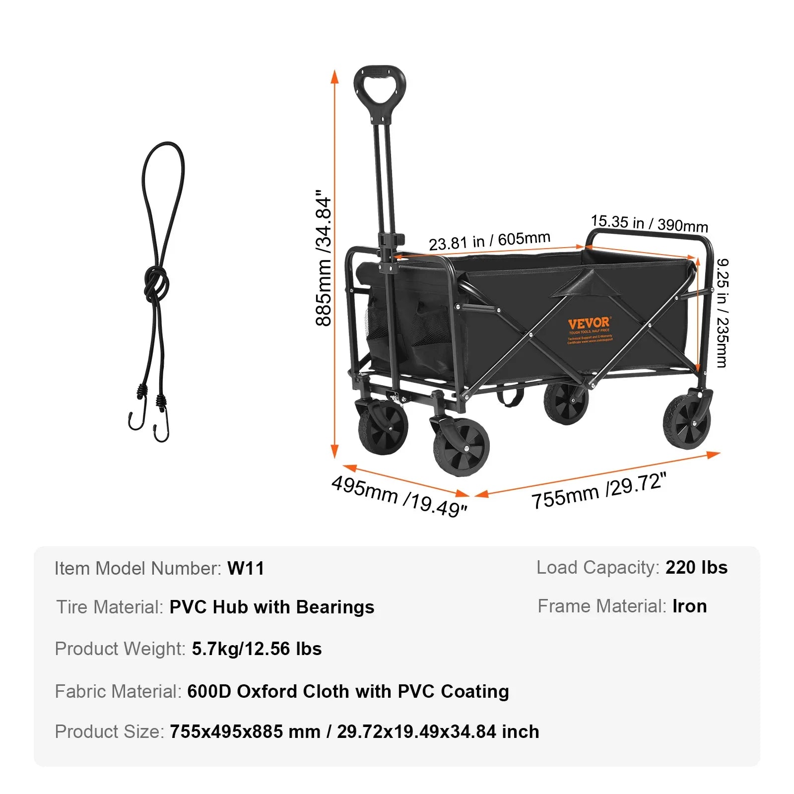 Collapsible Folding Wagon Cart — All-Terrain Beach & Camping Utility Wagon with Drink Holder & Storage Pockets
