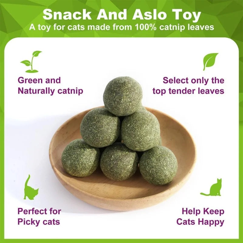 Natural Catnip Balls for Cats - 5/10/20-Pack Licking & Chew Toys, 13-15 mm (0.51-0.59 in)