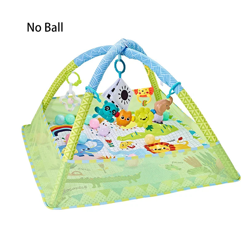 Baby Play Gym Activity Mat with Toy Bar — Tummy Time & Crawling Playmat for Newborns to 18 Months, 31.5 x 31.5 x 19.7 in (80 x 80 x 50 cm)