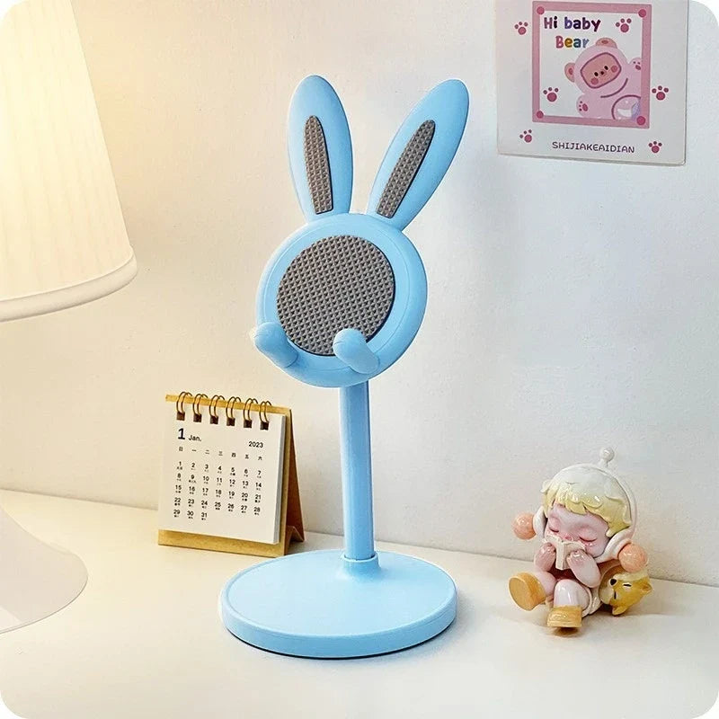 Cute Cartoon Bunny Adjustable Desktop Phone and Tablet Stand, Universal Smartphone Holder