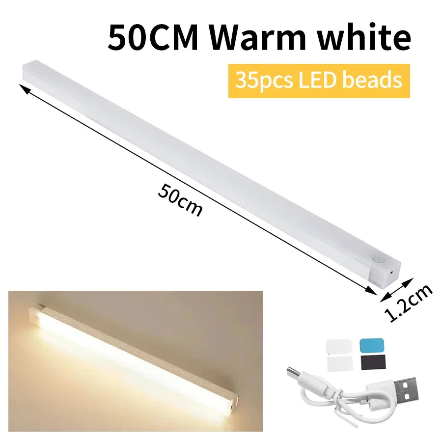 Wireless Rechargeable LED Motion Sensor Cabinet Night Light - Magnetic Under-Cabinet Light for Closet, Kitchen, Wardrobe, Stairs