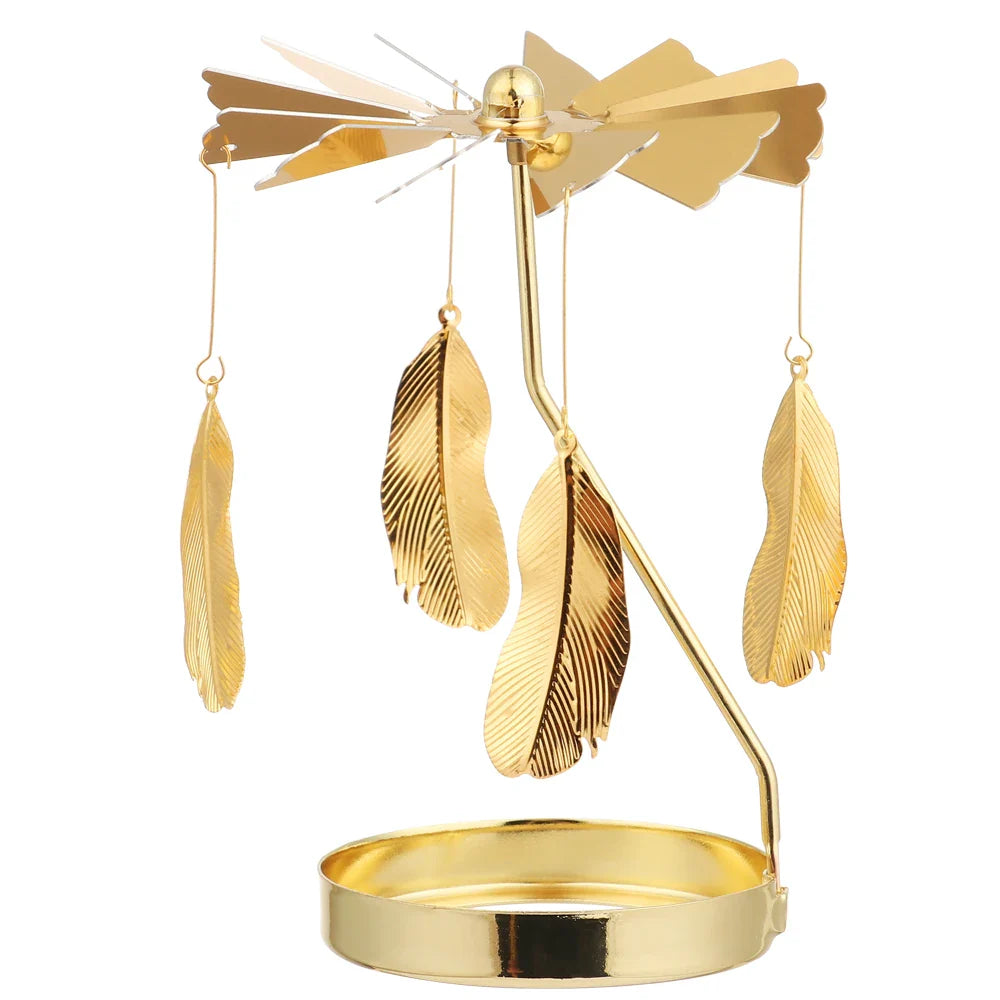 Carousel Candle Spinner Rotating Tealight Holder for Wedding, Christmas & Home Office Decor – Gold, Silver