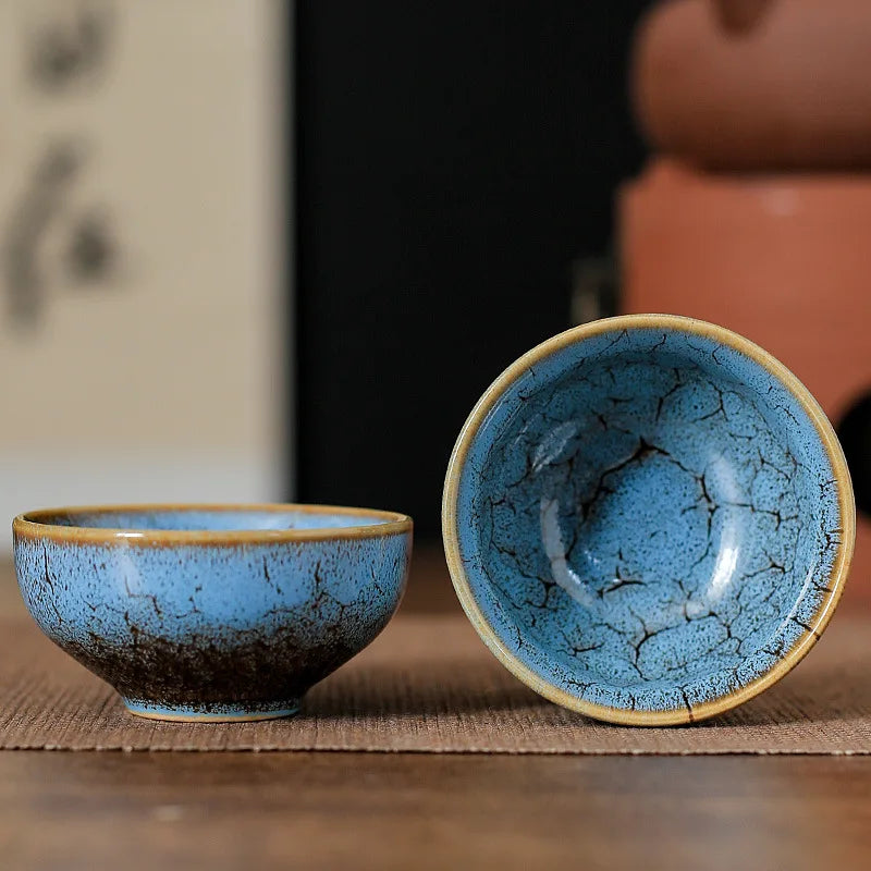 45ml (1.5 fl oz) Mini Jianzhan Kiln-Glazed Ceramic Tea Cup Kung Fu Teacup & Espresso Cup
