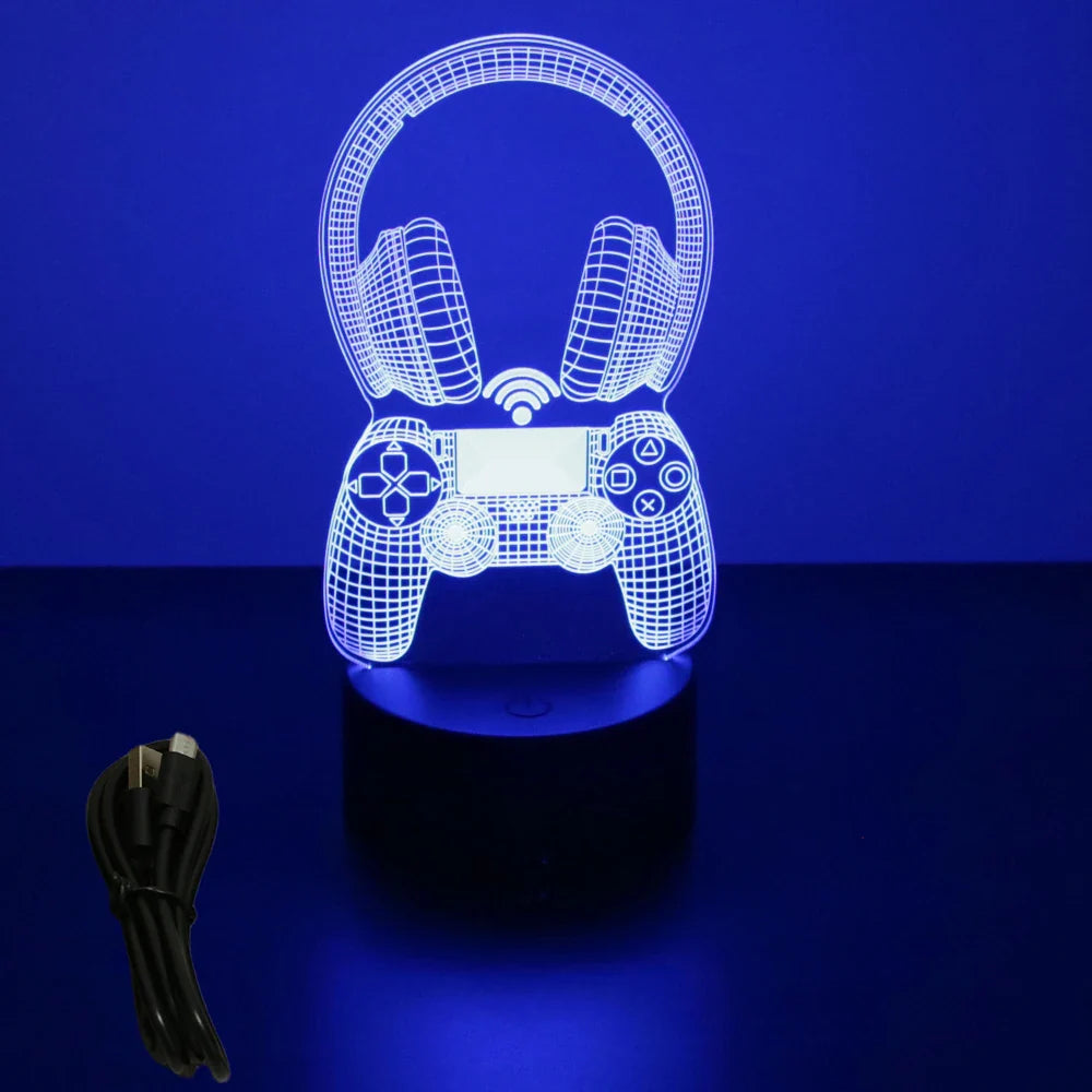 3D LED Neon Gamer Lamp - RGB Acrylic Night Light with Remote & Touch for Kids & Gaming Room