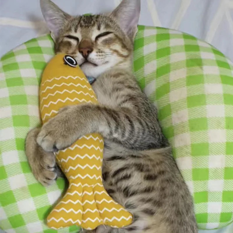 Interactive Fish Cat Toy with Catnip – Plush Kicker Pillow for Indoor Cats, 7.9 in (20 cm)