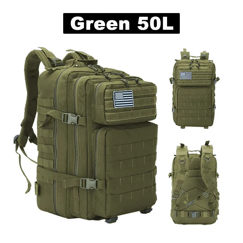50L (13.2 Gal) Tactical Water-Resistant Travel Backpack – Large Capacity Multi-Functional Rucksack