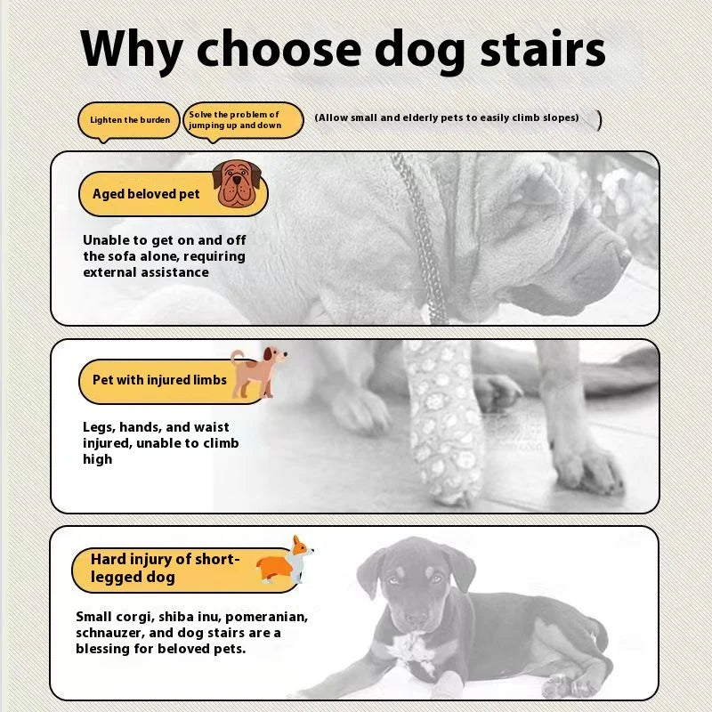 Bone-Shaped Pet Stairs Ramp for Dogs & Cats — 3 or 4-Step Sofa & Bed Ramp for Elderly and Joint-Sensitive Pets