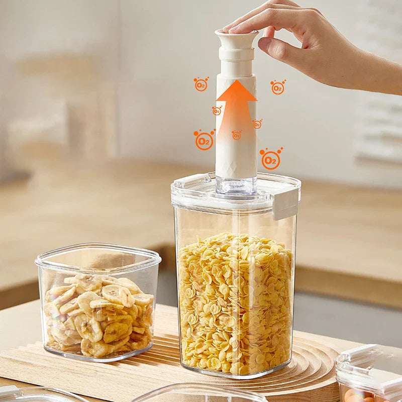 Airtight Vacuum-Seal Food Storage Canister – 460ml / 700ml / 1300ml / 1800ml (15.5–60.9 fl oz) for Coffee, Tea & Cereal