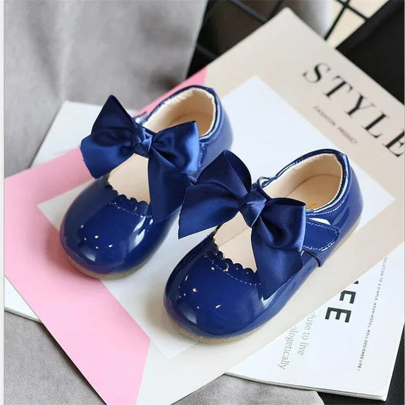 Toddler & Little Girls Patent Leather Mary Janes with Big Bow, Princess Party & School Flats