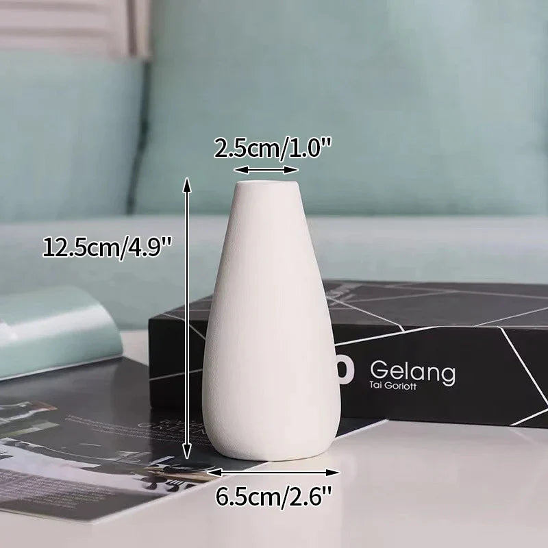 White Ceramic Bud Vase Nordic Matte Decorative Vase for Home Living Room Tabletop Flower Arrangements Photo Props