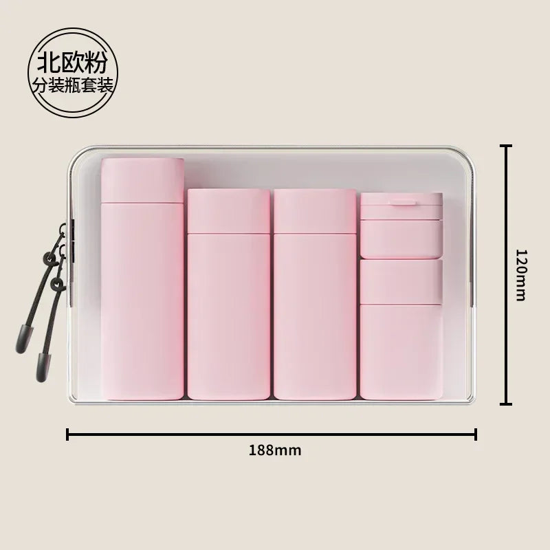 5-Piece Travel Bottle Set – Soft-Touch Refillable Toiletry Dispensers (100ml/3.4oz, 80ml/2.7oz, 50ml/1.7oz, 15ml/0.5oz) – Assorted Colors
