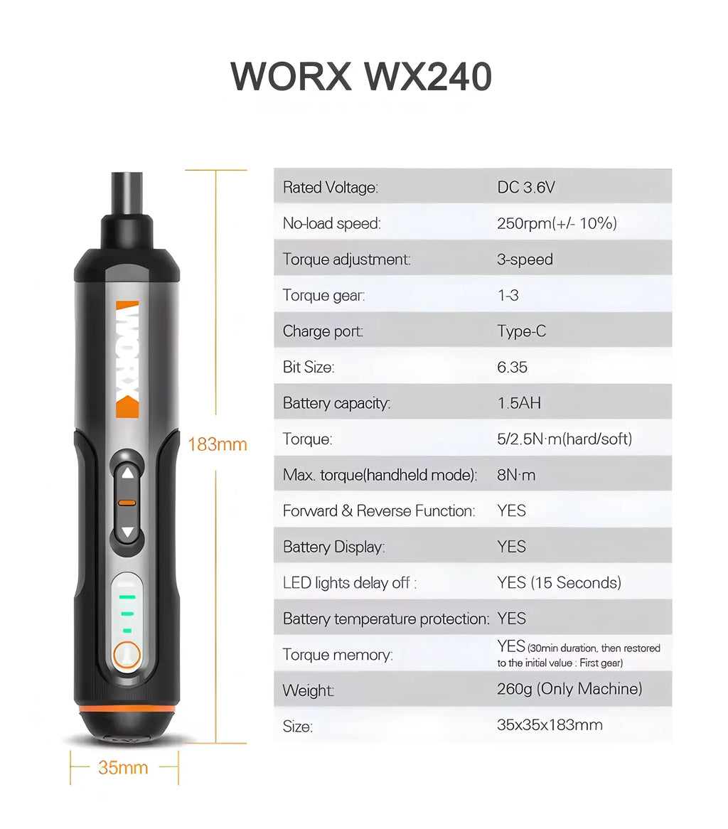 4V Cordless Electric Screwdriver Set — USB Rechargeable Smart Mini Drill, 30-Bit Kit (57mm/2.24in & 25mm/0.98in)