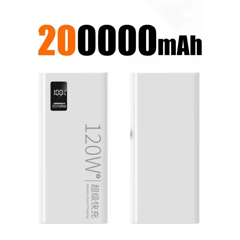 120W 200000mAh Power Bank Portable Fast Charging Battery Pack with LED Digital Display USB-C 2-Way Quick Charge