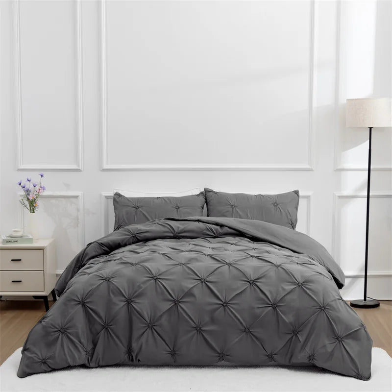 Queen 3-Piece Gray Duvet Cover Set - Bed in a Bag with 2 Pillowcases (No Comforter)