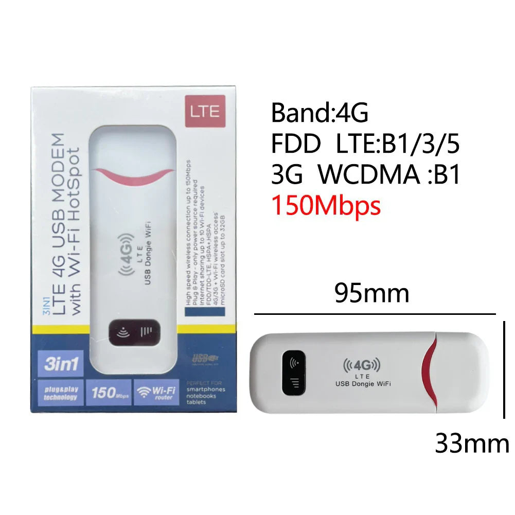 4G LTE Pocket WiFi Router 150Mbps Portable MiFi Hotspot with SIM Slot, 2100mAh Battery for Travel Home Office RV