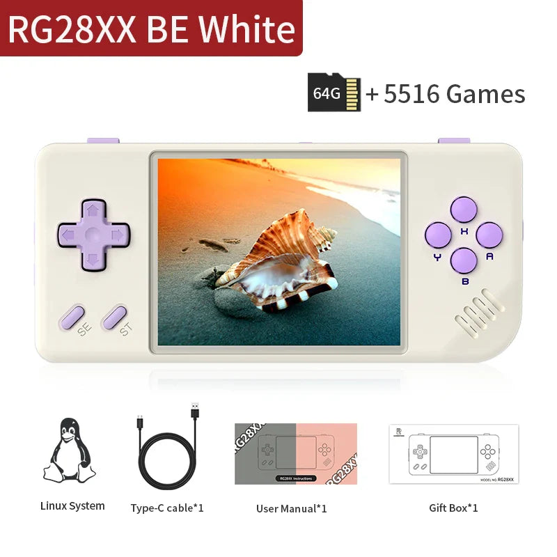 Handheld Retro Game Console 2.83-inch (72 mm) IPS Screen Linux 64GB TF 3100mAh Battery HDMI Output 5000+ Built-in Games