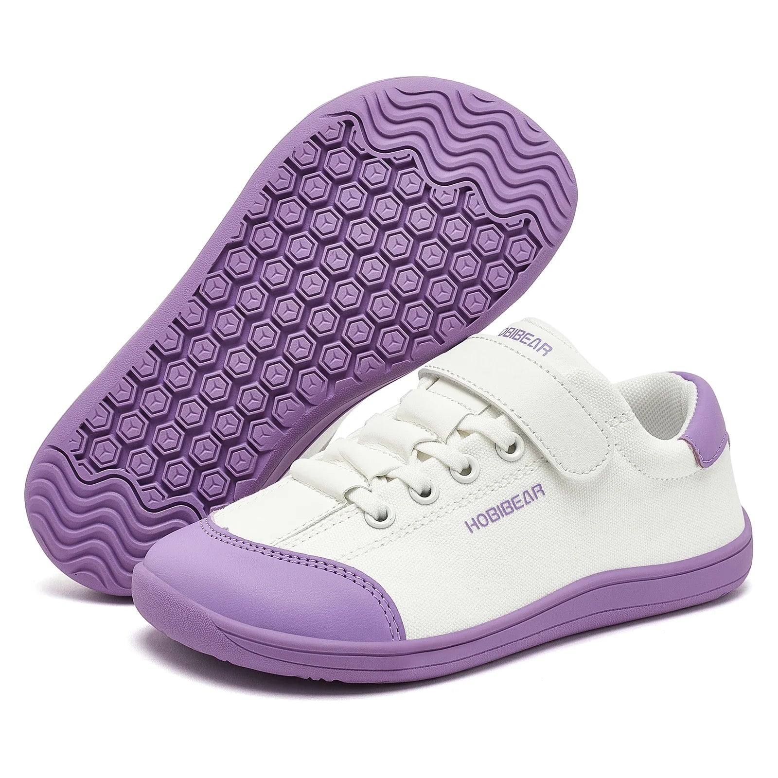 Kids Barefoot Wide Toe Minimalist Sneakers Unisex Lightweight Hook & Loop PU Leather & Textile Shoes
