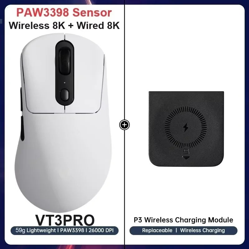 Wireless Gaming Mouse 59g (2.08 oz) Ultra-Light 8KHz (8000Hz) Polling 26,000 DPI 9 Programmable Buttons Ultimate Optical Sensor