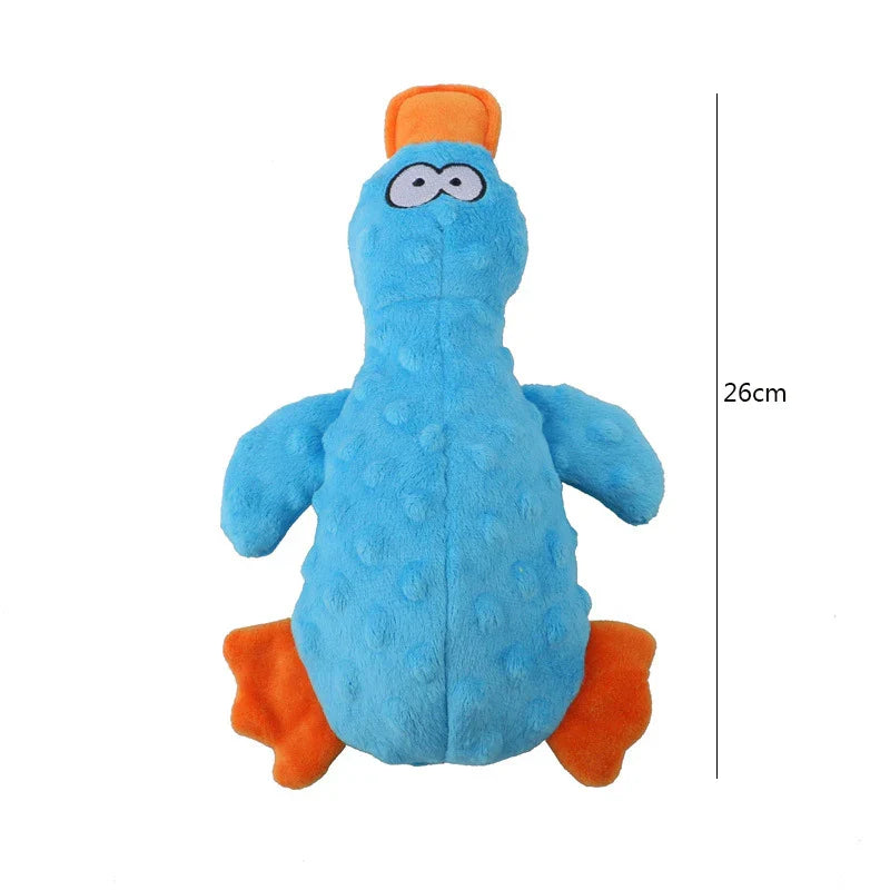 Plush Duck Squeaky Dog Toy with Chew Rope – Bite-Resistant Dental Cleaning Pet Toy