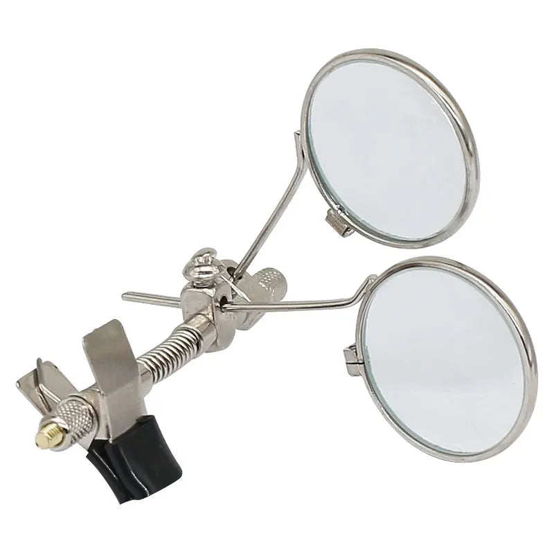 Watch Repair Clip Magnifier 10X Double Lens Mini Monocular Rotating Lens Stainless Steel Frame