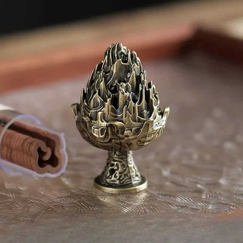 Portable Incense Burner Small Tabletop Ornament for Home & Office Aromatherapy Decor Collectible