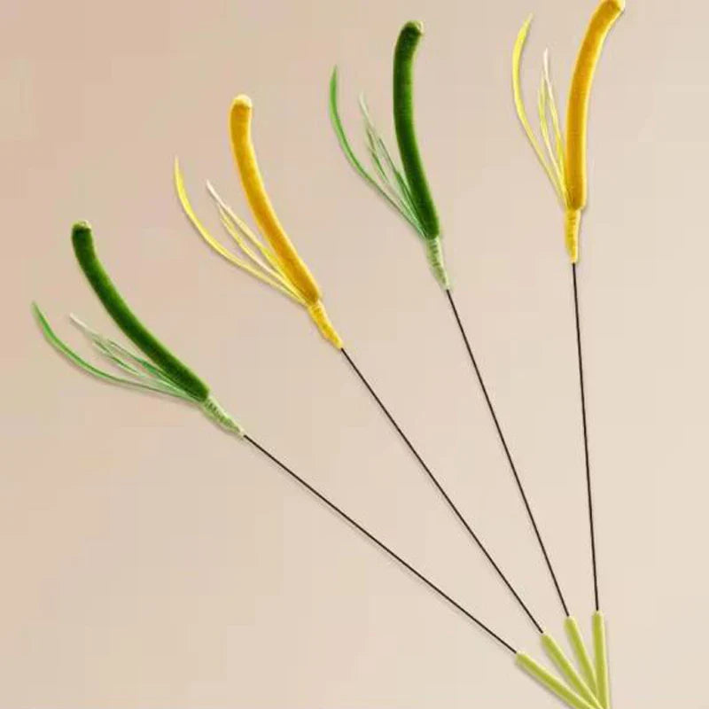 Interactive Feather Teaser Cat Wand – Flexible Wire Durable Feather Pole Pet Toy