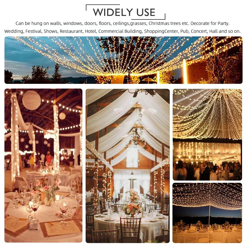 LED Fairy String Lights 8-Mode Waterproof - Multi-Color & Warm White, 5m/10m/20m/30m/50m/100m (16/33/66/98/164/328 ft), 40–600 LEDs, AC Plug